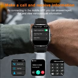 Outdoor Men'S Smart Watch 2.01 Inch-Hd-Full Touch Screen Display Wireless Call/Answer, Multiple Sports Modes ,Outdoor Information Reminder,Weather Forecast,Music Control,Suitable for Iphone and Android