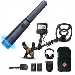 SUNPOW Underground Metal Detector Kit for Adults, 10" IP68 Waterproof Search Coil, 5 Detection Modes, Dual Backlit LCD, High Sensitivity for Gold Coin Relic Beach Treasure Hunting