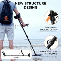 SUNPOW Underground Metal Detector Kit for Adults, 10" IP68 Waterproof Search Coil, 5 Detection Modes, Dual Backlit LCD, High Sensitivity for Gold Coin Relic Beach Treasure Hunting