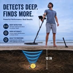 SUNPOW Underground Metal Detector Kit for Adults, 10" IP68 Waterproof Search Coil, 5 Detection Modes, Dual Backlit LCD, High Sensitivity for Gold Coin Relic Beach Treasure Hunting