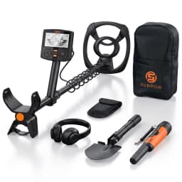 SUNPOW Underground Metal Detector Kit for Adults, 10" IP68 Waterproof Search Coil, 5 Detection Modes, Dual Backlit LCD, High Sensitivity for Gold Coin Relic Beach Treasure Hunting