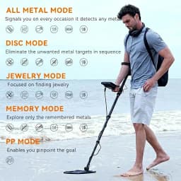 SUNPOW Underground Metal Detector Kit for Adults, 10" IP68 Waterproof Search Coil, 5 Detection Modes, Dual Backlit LCD, High Sensitivity for Gold Coin Relic Beach Treasure Hunting