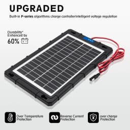 Solar Panel 12V Car Battery Charger Built In Charge Controller IP65 Waterproof Anti Shatter Solar Trickle Charger With Cigarette Lighter Alligator Clips Suction Cups For Motorcycle RV Boat Truck