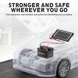 Solar Panel 12V Car Battery Charger Built In Charge Controller IP65 Waterproof Anti Shatter Solar Trickle Charger With Cigarette Lighter Alligator Clips Suction Cups For Motorcycle RV Boat Truck