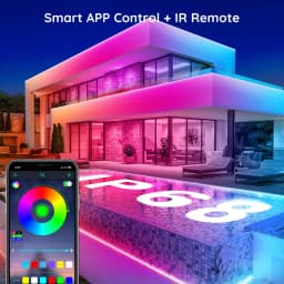 Outdoor Waterproof LED Strip Lights,50Ft Music Sync RGB IP65 Led Lights with App Control and Remote,Color Changing Waterproof Led Rope Lights for Outdoor,Balcony,Roof,Garden,Stairs Party