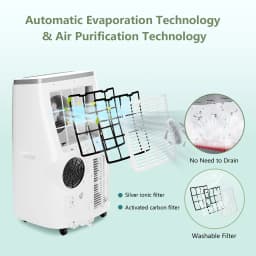 14000 BTU Portable Air Conditioner – 3-in-1 Mobile Cooling, Fan & Dehumidifier – Cools Rooms up to 750 Sq. Ft, Quiet, Energy Efficient, Remote, 24H Timer, Window Kit, Easy Move with Casters, LED Display