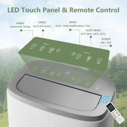 14000 BTU Portable Air Conditioner – 3-in-1 Mobile Cooling, Fan & Dehumidifier – Cools Rooms up to 750 Sq. Ft, Quiet, Energy Efficient, Remote, 24H Timer, Window Kit, Easy Move with Casters, LED Display