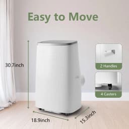 14000 BTU Portable Air Conditioner – 3-in-1 Mobile Cooling, Fan & Dehumidifier – Cools Rooms up to 750 Sq. Ft, Quiet, Energy Efficient, Remote, 24H Timer, Window Kit, Easy Move with Casters, LED Display