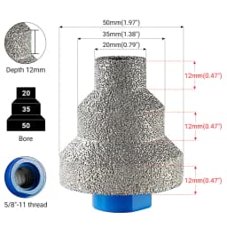 LOZLIN 20/35/50mm Diamond Step Chamfer Drill Bit 5/8-11 Thread For Angle Grinder Tile Porcelain Marble Masonry Hole Enlarging Edge Trimming Tool Accessory