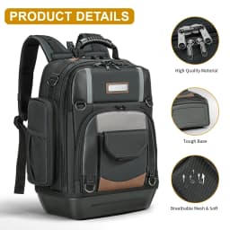 WINHNUT Tool Bag Tool Backpack Heavy Duty Tool Organizer, Molded Bottom, Removable Tool Carrier, Electricians backpack tool bag, Large electrician backpack, Tool backpack, Tool backpack for construction