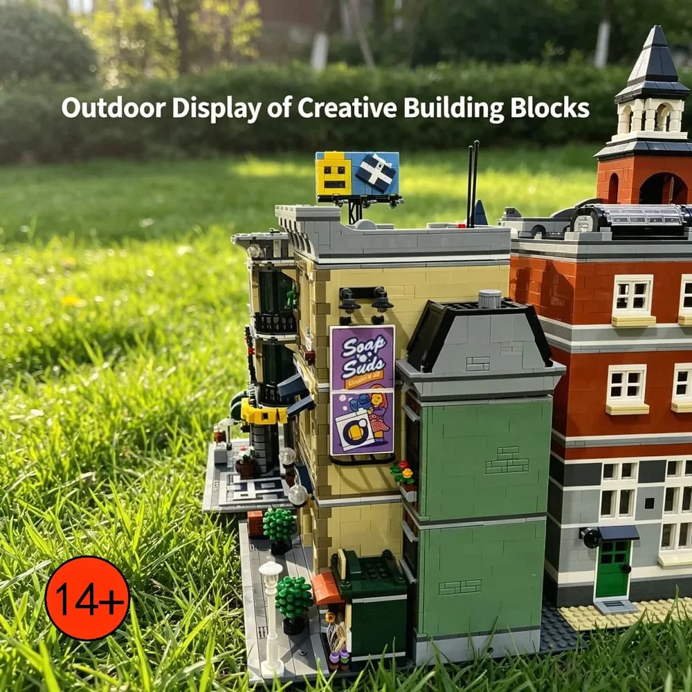 Classical Architecture Collection Building Blocks Multi-style City Building Model Including Emporium Police Station and Town Hall Detailed Street Scene Bricks Set Collectible Ornament For Hobbyists