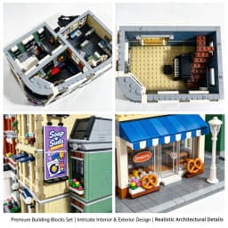 Classical Architecture Collection Building Blocks Multi-style City Building Model Including Emporium Police Station and Town Hall Detailed Street Scene Bricks Set Collectible Ornament For Hobbyists