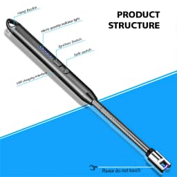 USB Rechargeable Arc Lighter Windproof Flexible Neck Electric Candle Lighter Safety Lock Pulse Igniter for Kitchen Gas Stove Camping Candle BBQ