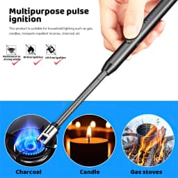 USB Rechargeable Arc Lighter Windproof Flexible Neck Electric Candle Lighter Safety Lock Pulse Igniter for Kitchen Gas Stove Camping Candle BBQ
