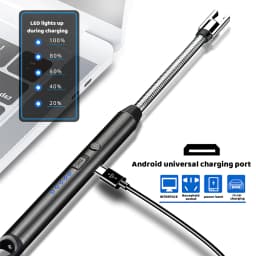 USB Rechargeable Arc Lighter Windproof Flexible Neck Electric Candle Lighter Safety Lock Pulse Igniter for Kitchen Gas Stove Camping Candle BBQ