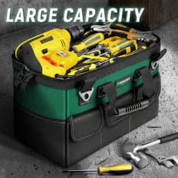 Heavy Duty Tool Bag 13/15-Inch with Adjustable Shoulder Strap, 14-Pocket Portable Empty Tool Box Organizer, Big Storage Toolbox Organization, Soft Handle Large Zipper Carrying Toolbag, Father Day Gifts for Him Dad Men, Green