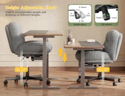 Thick Cushion Leisure Chair, Teddy Plush Cross Chair, Cross Legged Office Chair, Height Adjustable Desk Chair, Rolling Computer Chair with Footrest & Reclining Backrest