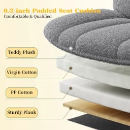 Thick Cushion Leisure Chair, Teddy Plush Cross Chair, Cross Legged Office Chair, Height Adjustable Desk Chair, Rolling Computer Chair with Footrest & Reclining Backrest