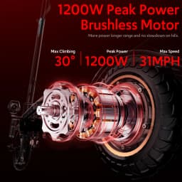Off Road Electric Scooter for Adult, 11" All Terrain Tire Folding E-Scooter, 1200W Motor 31Mph & 25 Miles Max, 48V 13AH with Dual Suspension & Side Light