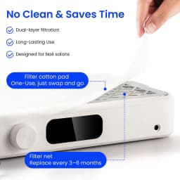 Professional Brushless Turbo Nail Dust Extractor with Double Fans Powerful Dual Fan Strong Suction Nail Vacuum Cleaner for Two Hands Manicure Salon Nail Art Use