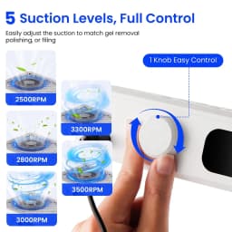 Professional Brushless Turbo Nail Dust Extractor with Double Fans Powerful Dual Fan Strong Suction Nail Vacuum Cleaner for Two Hands Manicure Salon Nail Art Use