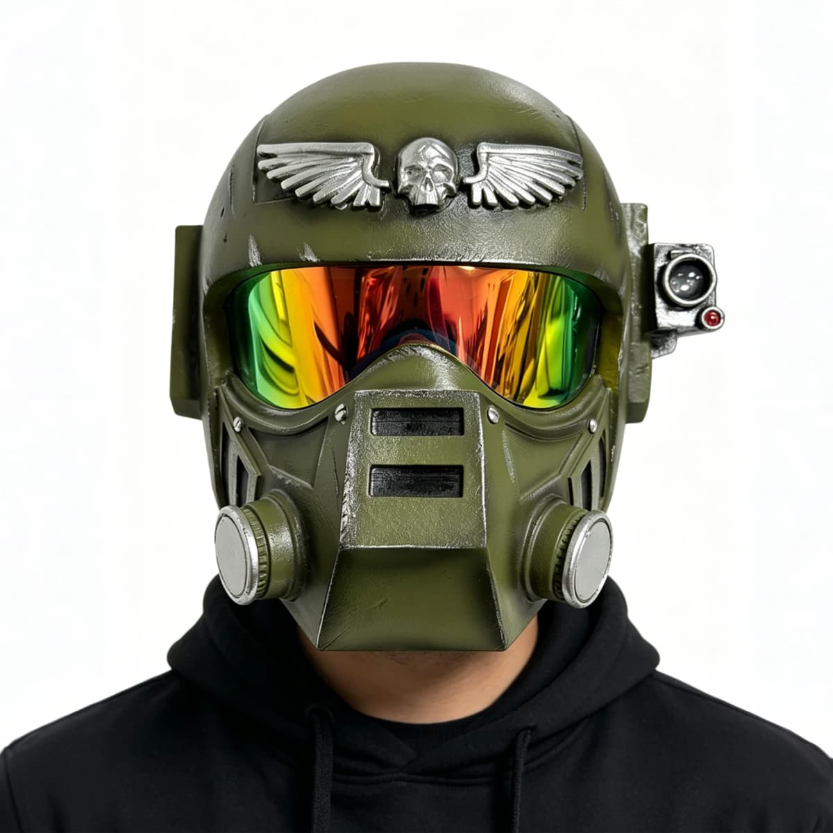 Hammer 40000 Imperial Guard Helmet Full Size Resin Wearable Mask Adult Cosplay Prop for Halloween Masquerade Sci-Fi Game Collection Stage Costume Display Decor Gift