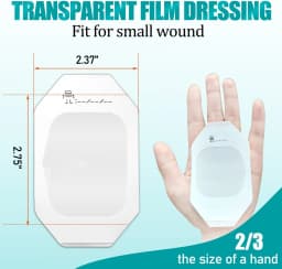 100 Packs Transparent Film Dressing 2.37" x 2.75" Waterproof Bandages for Swimming Showering Post Surgical Shower Tattoo Aftercare Bandage Adhesive Patches