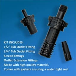 Ebb and Flow Fitting Kit - 7-Piece Fill and Drain Bulkhead Fitting Set with 1/2 3/4 Outlets, Screen Fittings and Extensions for