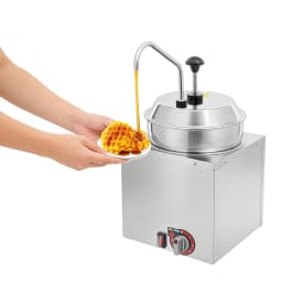 Commercial Cheese Warmer 1.85 Gal, Stainless Steel Cheese Dispenser with Pump & 6 Temp Settings for Food Truck Restaurant