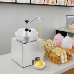 Commercial Cheese Warmer 1.85 Gal, Stainless Steel Cheese Dispenser with Pump & 6 Temp Settings for Food Truck Restaurant