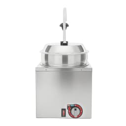 Commercial Cheese Warmer 1.85 Gal, Stainless Steel Cheese Dispenser with Pump & 6 Temp Settings for Food Truck Restaurant