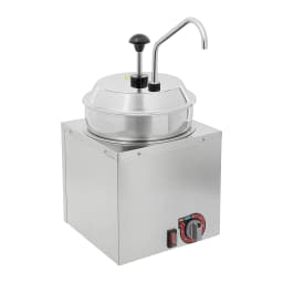 Commercial Cheese Warmer 1.85 Gal, Stainless Steel Cheese Dispenser with Pump & 6 Temp Settings for Food Truck Restaurant