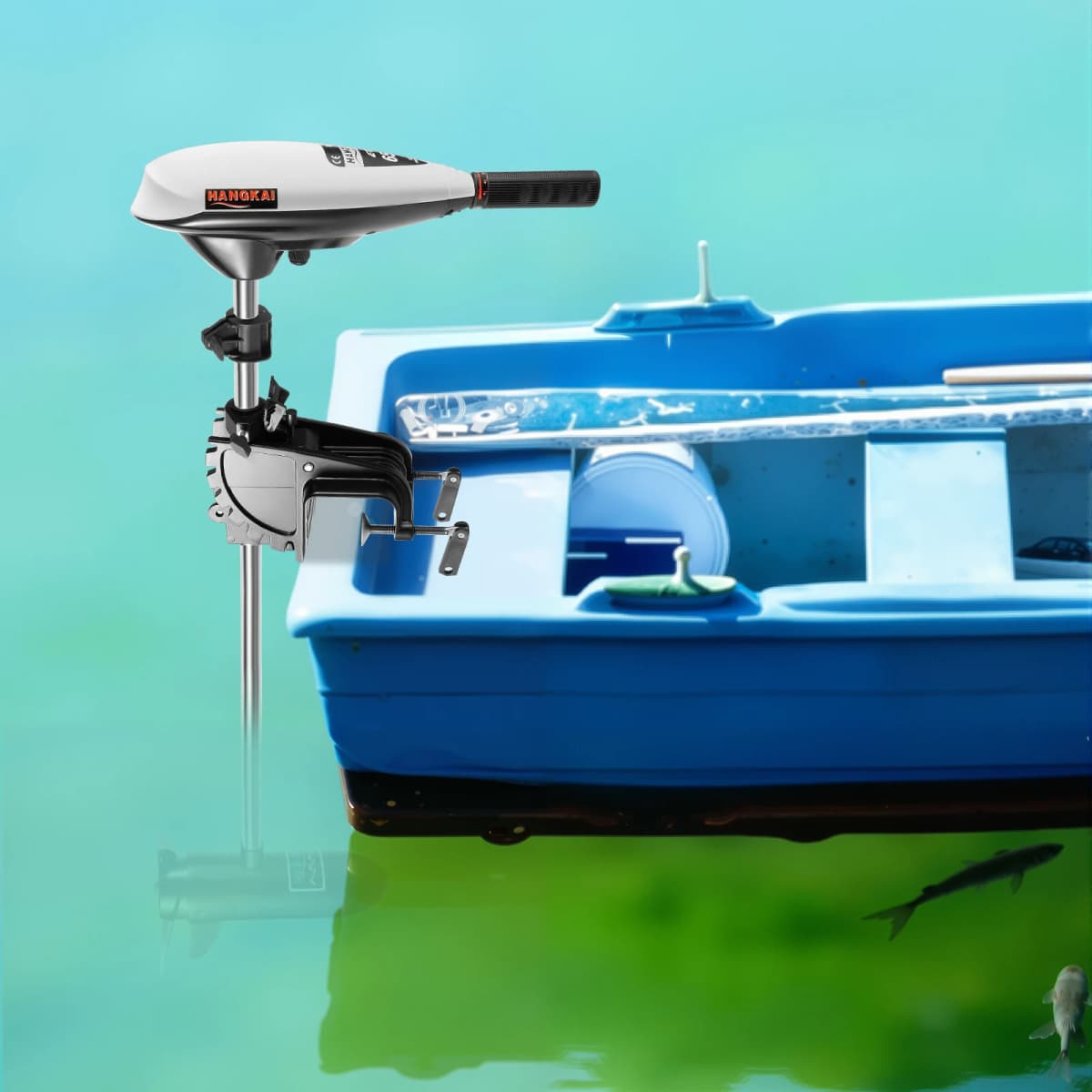 Electric Outboard Motor 66lb Thrust, Electric Trolling Motor for Saltwater, Quiet 50dB Zero Emission, Adjustable Shaft with Tilt, Portable 10kg for Kayak Boat