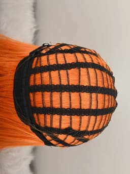 Orange Bob Wig with Bangs, Short Orange Wig for Women Straight Bob Wigs Heat Resistant Synthetic wig Mia Wallace Cleopatra Cospaly Daily Party Use