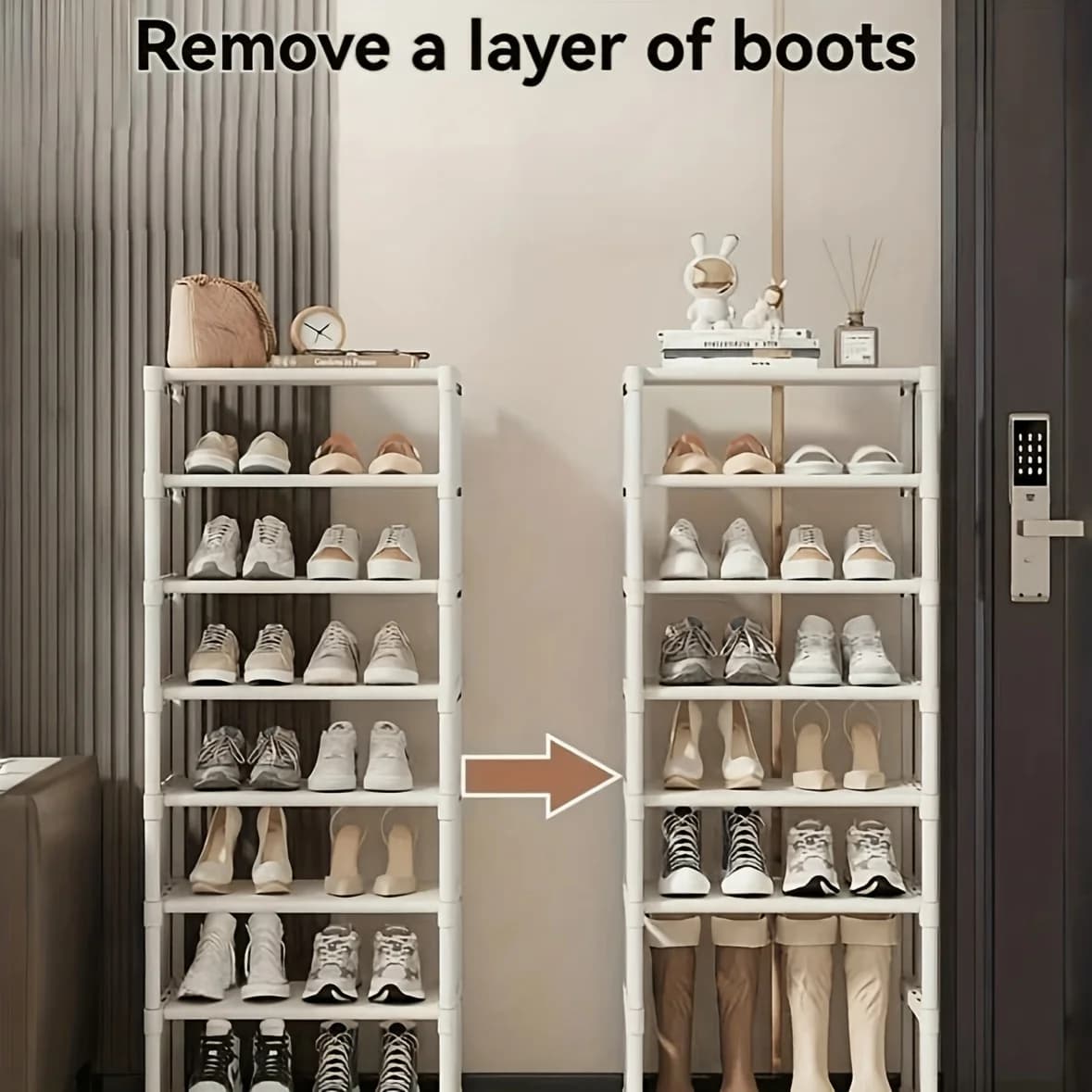 Simple Multi-Tier Shoe Rack for Home Entryways; Modern Freestanding Shoe Cabinet; Dust-Proof Foyer Storage Unit; Floor-Standing Bedroom Rack; Indoor Shoe Storage Solution; High-Capacity, Space-Saving Design.