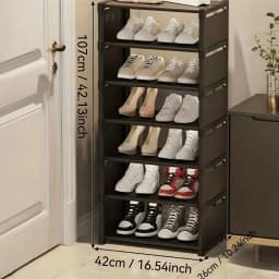 Simple Multi-Tier Shoe Rack for Home Entryways; Modern Freestanding Shoe Cabinet; Dust-Proof Foyer Storage Unit; Floor-Standing Bedroom Rack; Indoor Shoe Storage Solution; High-Capacity, Space-Saving Design.