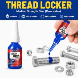 LOOLIFL Medium Strength Blue Thread Locker 10ml Anti Vibration Screw Locking Adhesive Anti Rust Sealant for 1/4"-3/4" Metal Bolt Nut Bike Machinery Thread Repair Glue