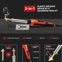 100W Plastic Welder, 2 in 1 solder iron Kit Plastic Repair Welder Kit 1000PCS Hot Stapler Soldering Gun with 100PCS Plastic Welding Rods Car Bumper Repair Kit for Most Plastic Repair