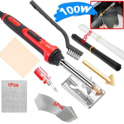 100W Plastic Welder, 2 in 1 solder iron Kit Plastic Repair Welder Kit 1000PCS Hot Stapler Soldering Gun with 100PCS Plastic Welding Rods Car Bumper Repair Kit for Most Plastic Repair