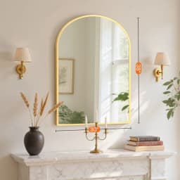 JHK Arched Gold Large Size Bathroom Mirror Bathroom Mirrors for Over Sink Modern Wall Mirrors Arch Decorative for Entryway Bedroom Vanity Horizontal or Vertical Hanging