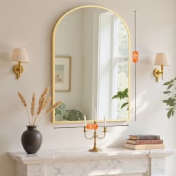 JHK Arched Gold Large Size Bathroom Mirror Bathroom Mirrors for Over Sink Modern Wall Mirrors Arch Decorative for Entryway Bedroom Vanity Horizontal or Vertical Hanging