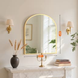 JHK Arched Gold Large Size Bathroom Mirror Bathroom Mirrors for Over Sink Modern Wall Mirrors Arch Decorative for Entryway Bedroom Vanity Horizontal or Vertical Hanging