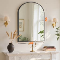 JHK Arched Gold Large Size Bathroom Mirror Bathroom Mirrors for Over Sink Modern Wall Mirrors Arch Decorative for Entryway Bedroom Vanity Horizontal or Vertical Hanging