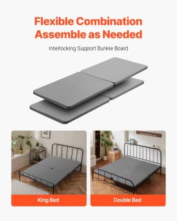 Queen Size Bunkie Board, 1.5 in Bed Board Slats with 200D Oxford Cloth, Wooden Mattress Support for Queen Size Bed, Easy Assembly Support under Mattress, 4 Piece, Gray