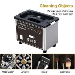 US 110V Portable Ultrasonic Cleaner, Stainless Steel Sonic Cleaning Machine for Jewelry, Eyeglasses, Dentures, Watches & Small Parts