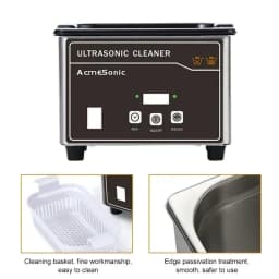 US 110V Portable Ultrasonic Cleaner, Stainless Steel Sonic Cleaning Machine for Jewelry, Eyeglasses, Dentures, Watches & Small Parts