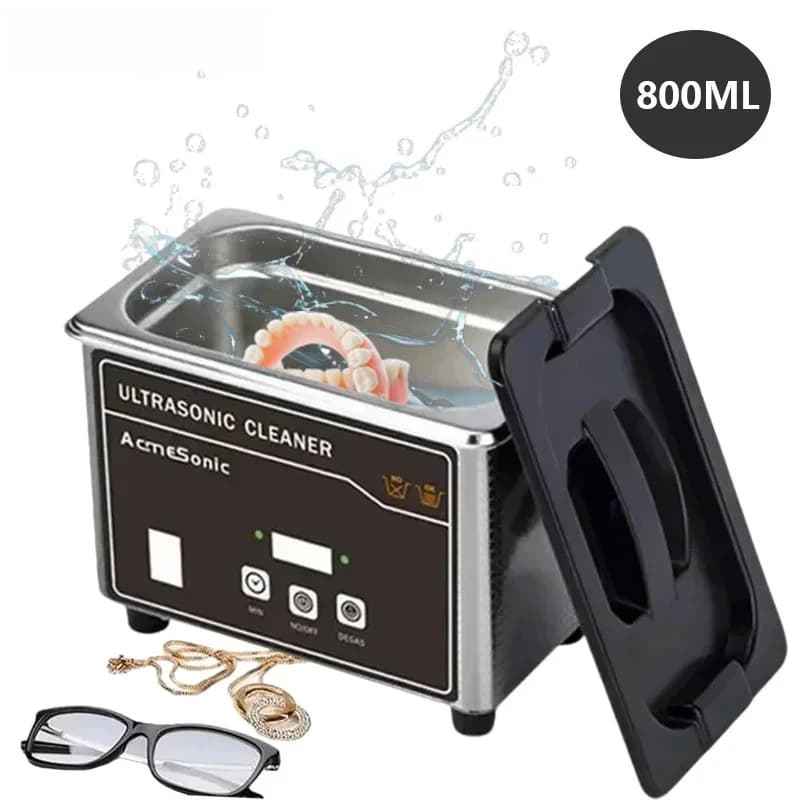 US 110V Portable Ultrasonic Cleaner, Stainless Steel Sonic Cleaning Machine for Jewelry, Eyeglasses, Dentures, Watches & Small Parts