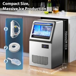 Zomagas 130 lb Commercial Ice Maker, Self-Cleaning, Stainless Steel