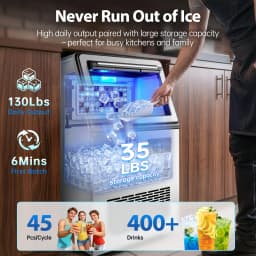 Zomagas 130 lb Commercial Ice Maker, Self-Cleaning, Stainless Steel