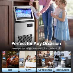 Zomagas 130 lb Commercial Ice Maker, Self-Cleaning, Stainless Steel